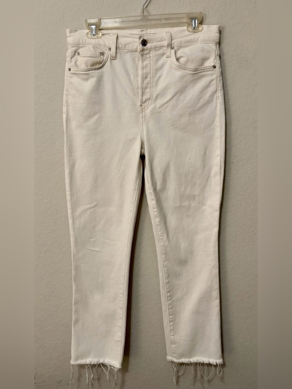 Frank And Eileen Cork High Rise Raw Hem Straight Leg Women’s White Jeans Size 30